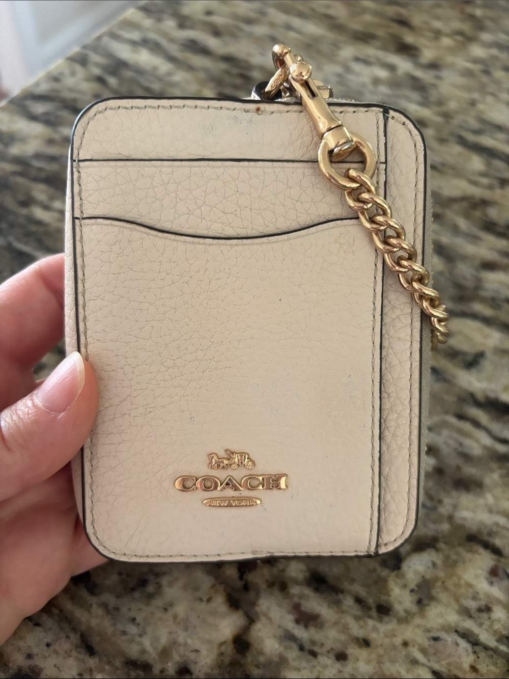 Coach pebbled leather zip card case